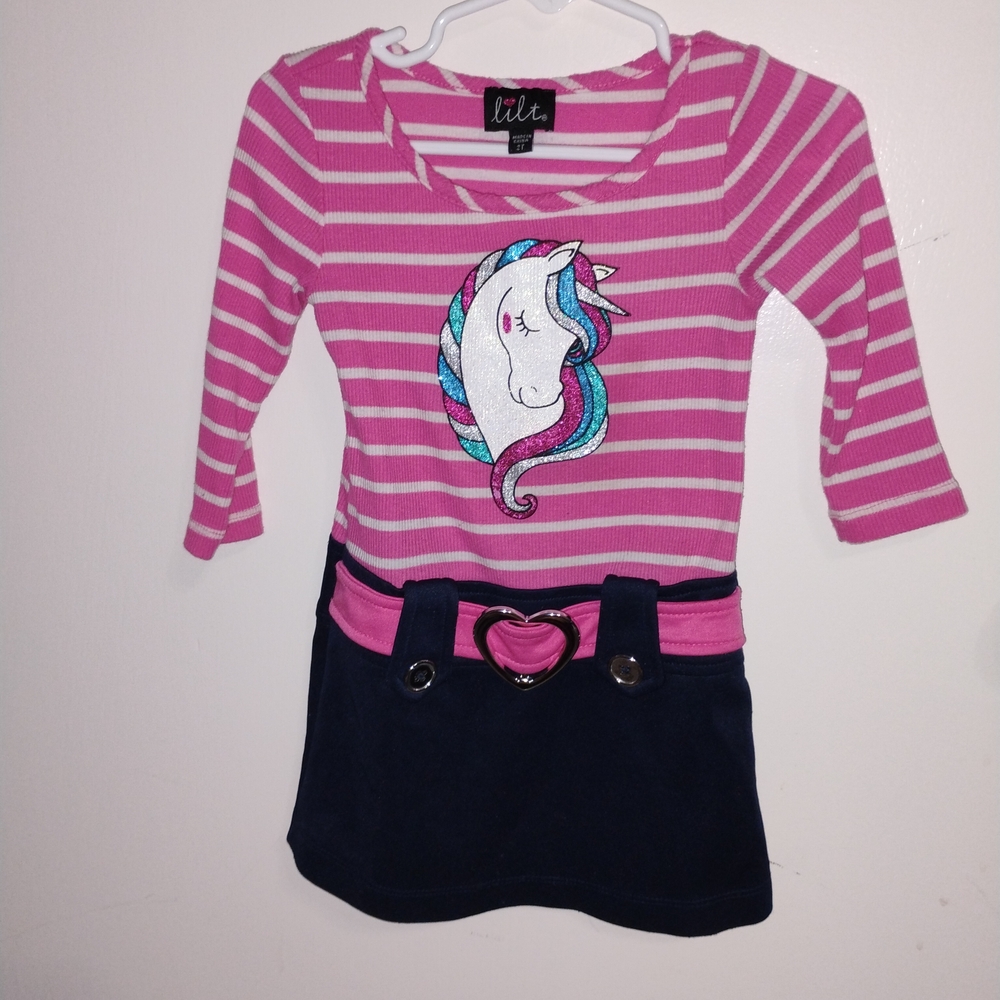Pink Striped Unicorn Kids Top